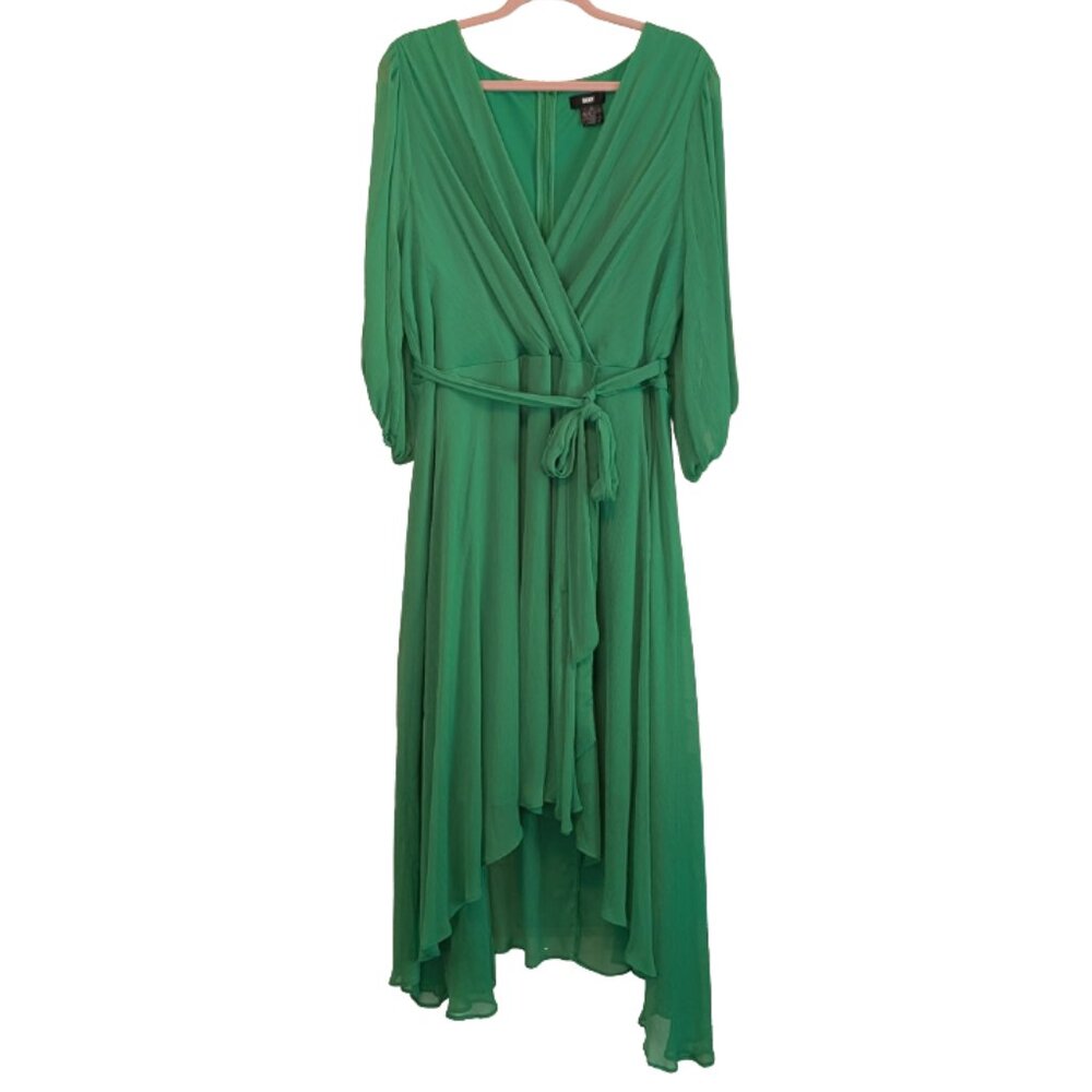 DKNY Balloon Sleeve Fluttery Chiffon Dress